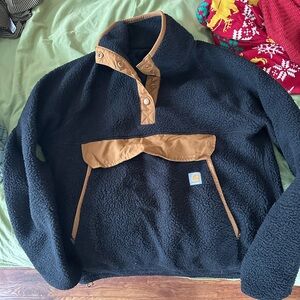 Carhartt Men's Black and Brown Zip-Up Sweater